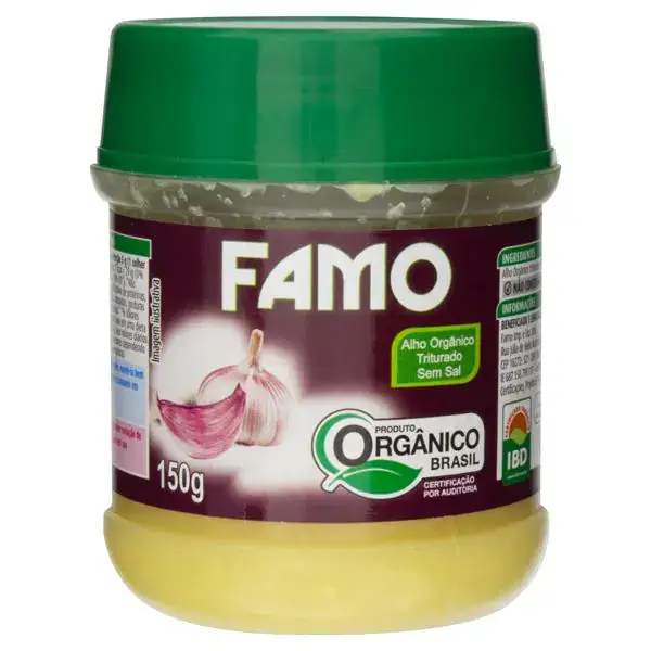 Alho Orgânico Triturado Sem Sal Famo Pote 150g