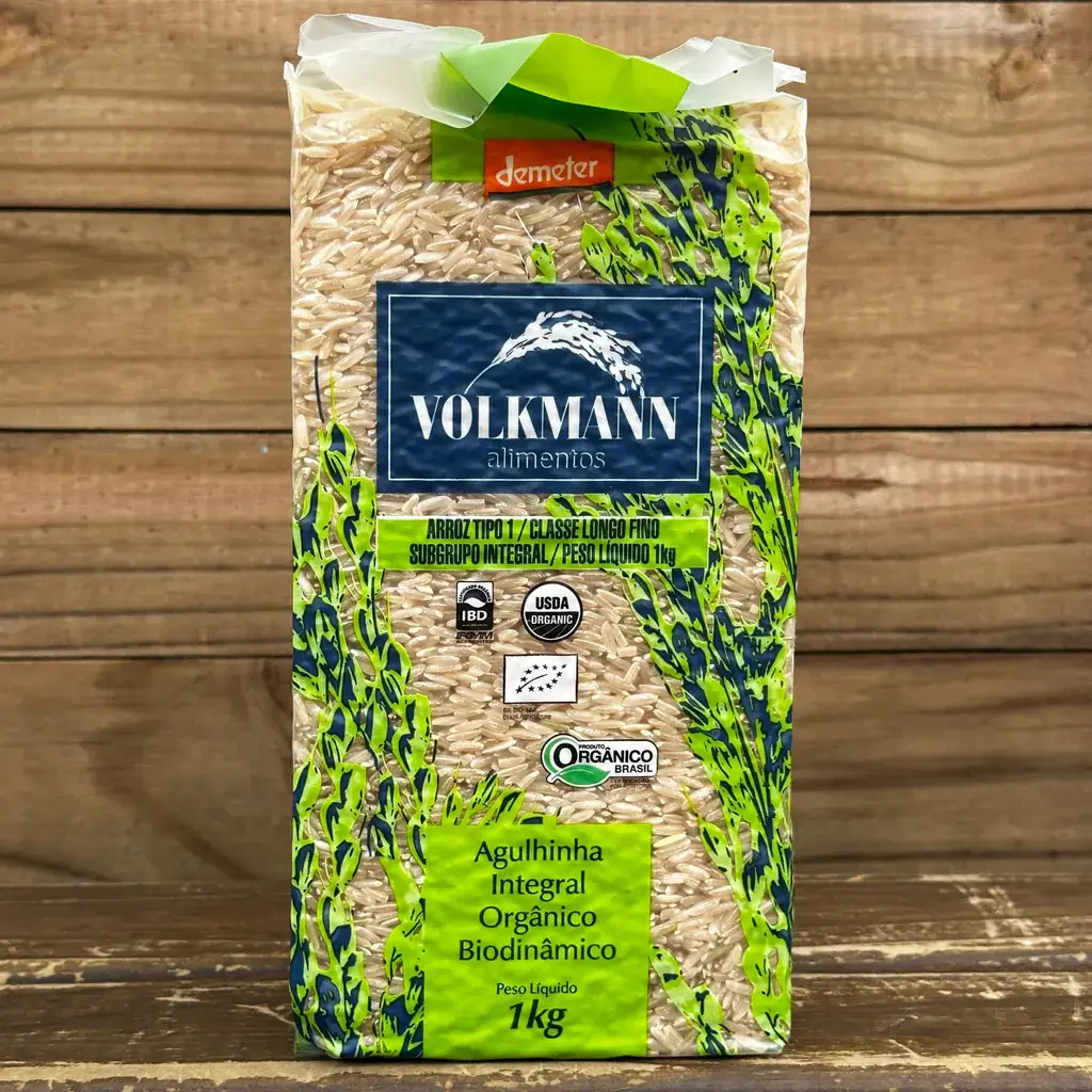 Arroz Agulhinha Integral Orgânico Biodinâmico 1Kg - Volkmann