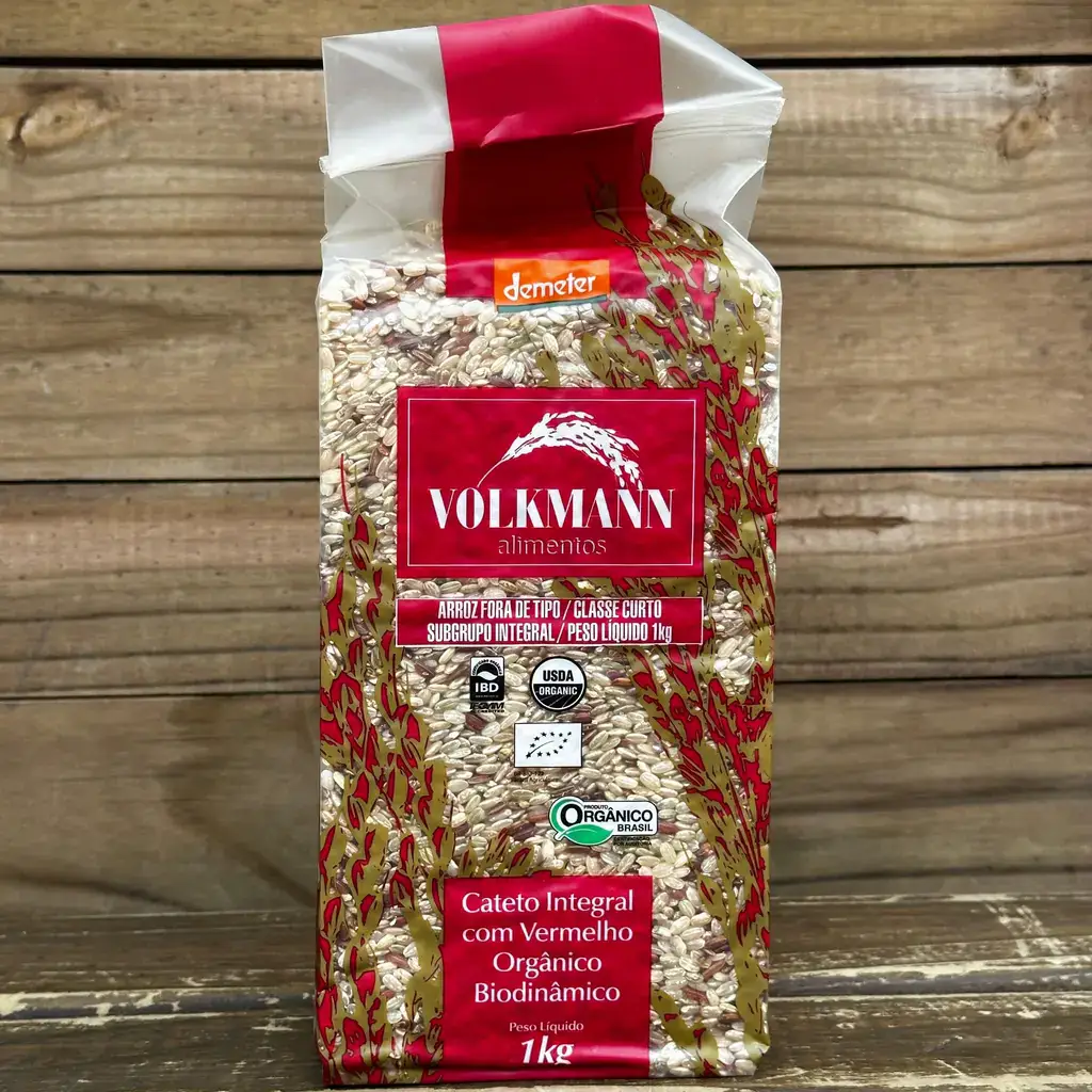 Arroz Cateto Integral com Vermelho Orgânico Biodinâmico 1kg - Volkmann