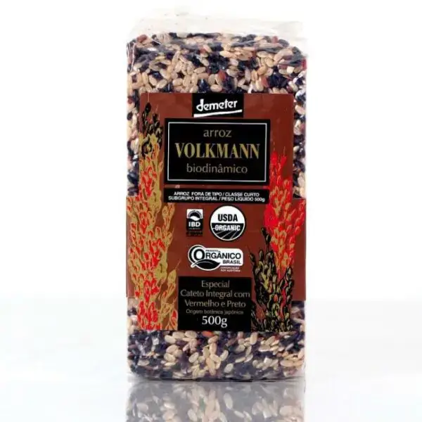 Arroz Cateto Integral Vermelho Preto Orgânico Biodinâmico 500g - Volkmann