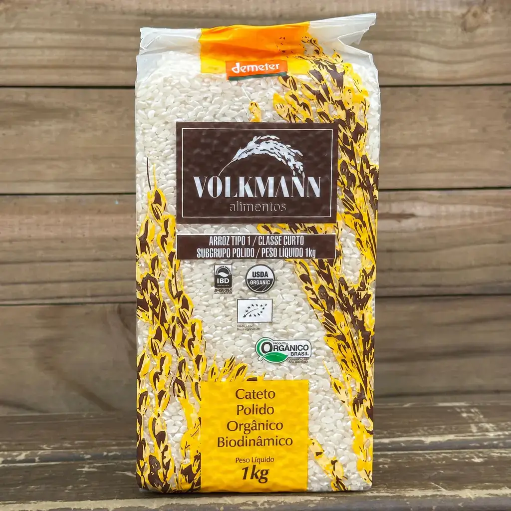 Arroz Cateto Polido Branco Orgânico Biodinâmico 1kg - Volkmann