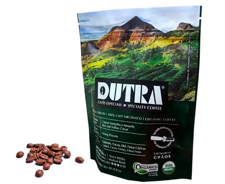 Café Orgânico Dutra Torrado em Grãos Blend Catuaí Vermelho e Amarelo 100% Arábica 250g