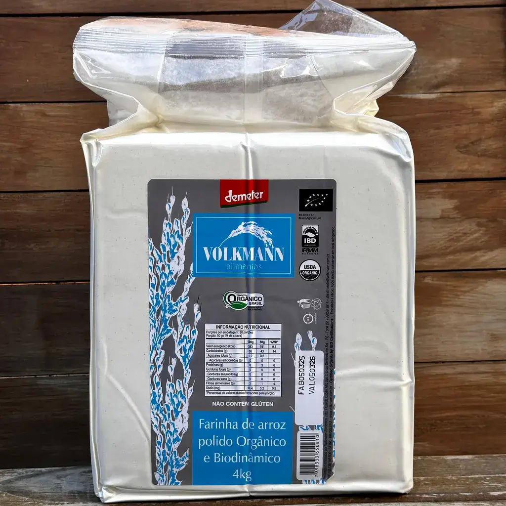 Farinha de Arroz Polido Orgânica Biodinâmica 4kg- Volkmann