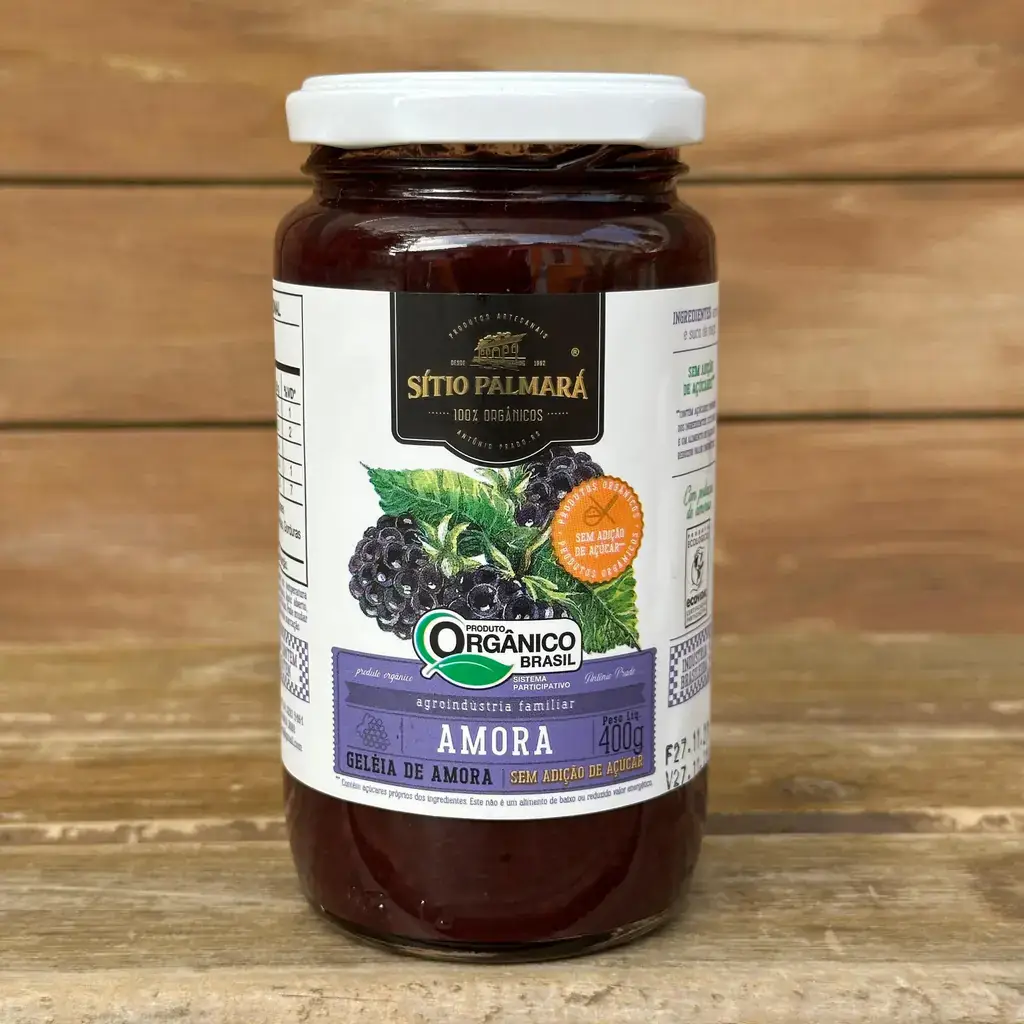 Geleia Orgânica de Amora Sem Açúcar 400g - Sítio Palmará